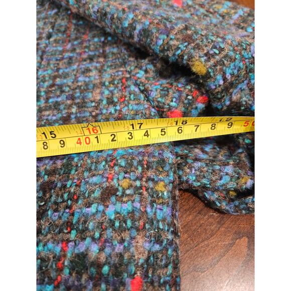 Vintage Benetton Tweed Wool Blend Blazer Jewel Tone Multi Blue Winter Womens M - Picture 4 of 5